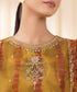Women's Unstitched Mustard Yellow Blended Organza Three Piece Suit